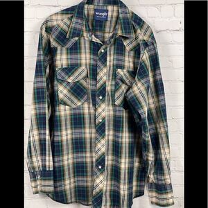Wrangler L/S Plaid Western Shirt. Size M